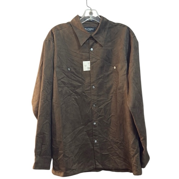 Brandini Other - Brandini Size M Men’s Faux Suade Button Down Shirt New With Tags